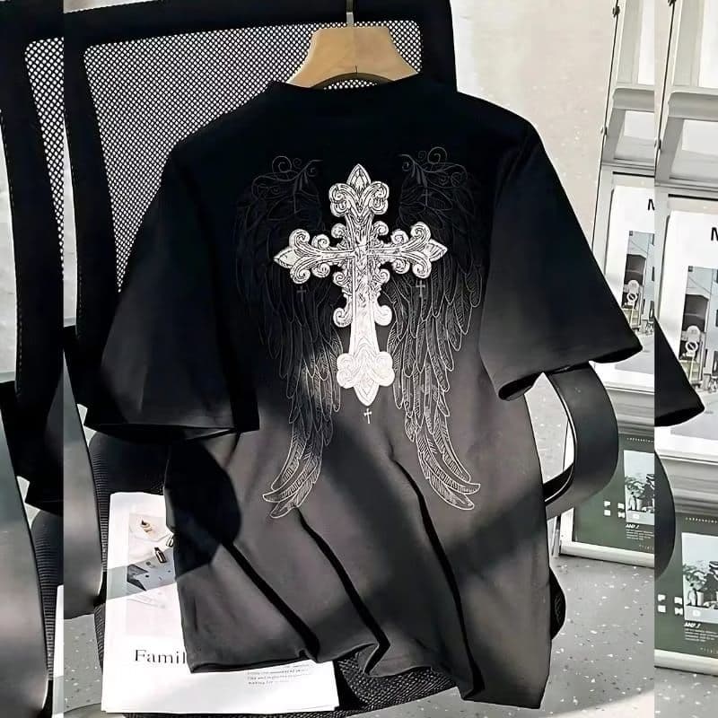 camisa cruz e asas streetwear unissex (100%algodão)