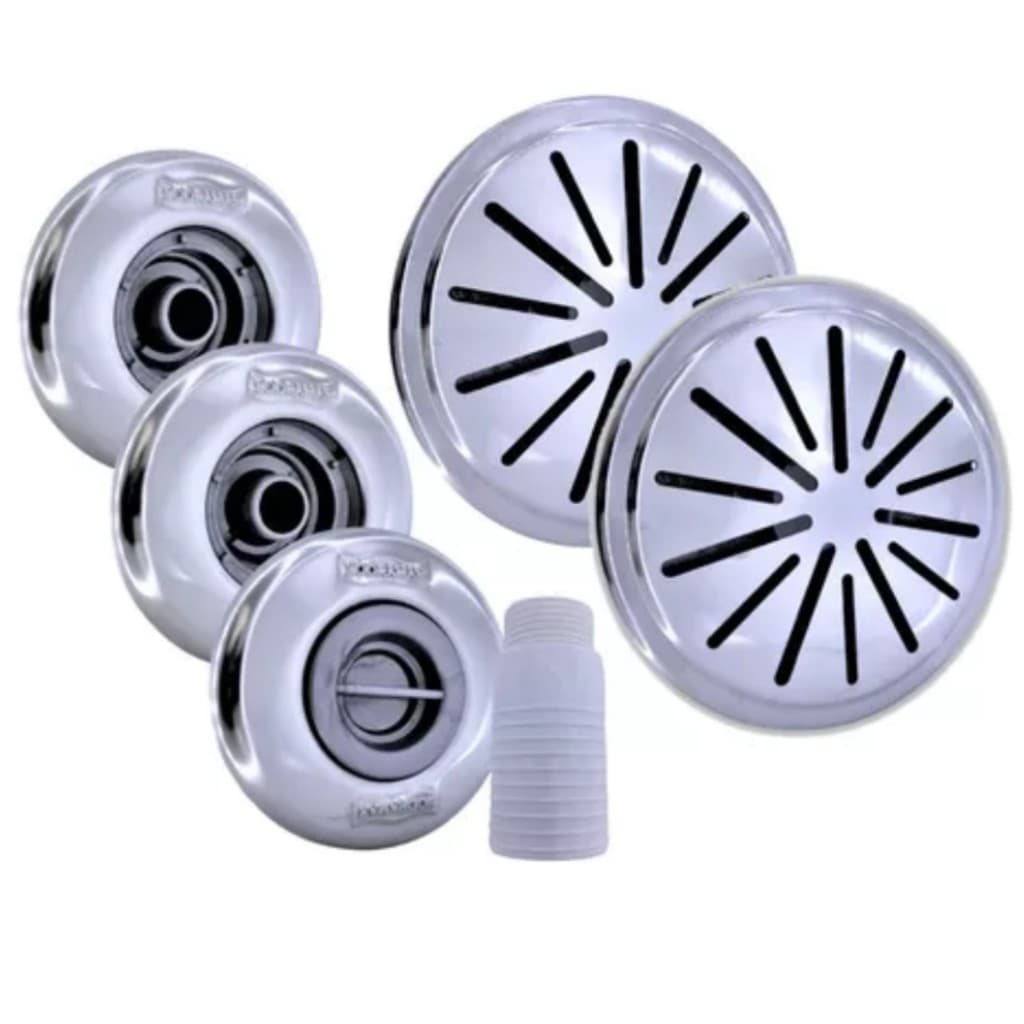Kit Dispositivo Inox Para Piscina De Alvenaria Sodramar + Ralo De Fundo Pratic Inox Promoção