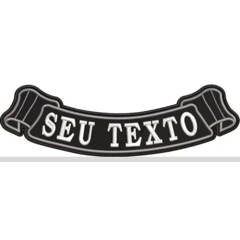 Bordado Brasão Tarja Flamula Grande Costas C/ Seu Texto Unitárias Moto  Motociclista Motoclube Motos Personalizadas