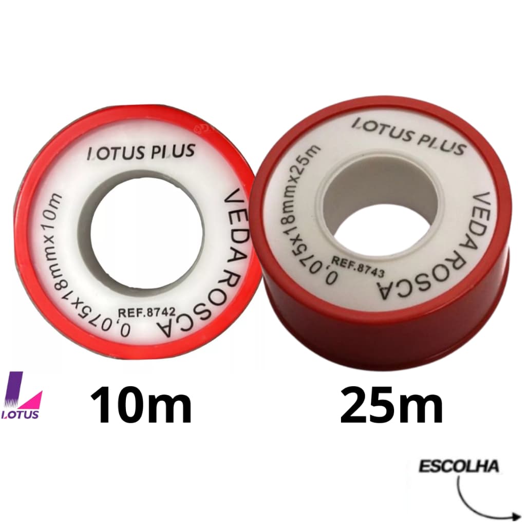Fita Veda Rosca 0,075x18mm Hidráulica Vedação Cano Torneiras - Lotus   ESCOLHA: