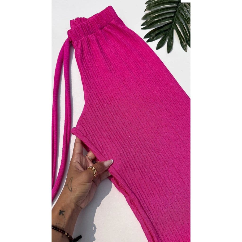 Calça Rosa Pink Duna Stripe Transparente Saida de Praia