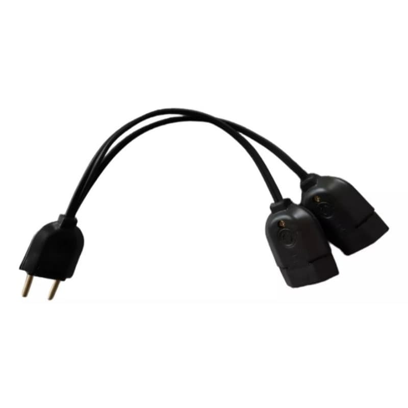 Extensão Prolongador Plug Duplo Fêmea10/20A 25cm - Preto