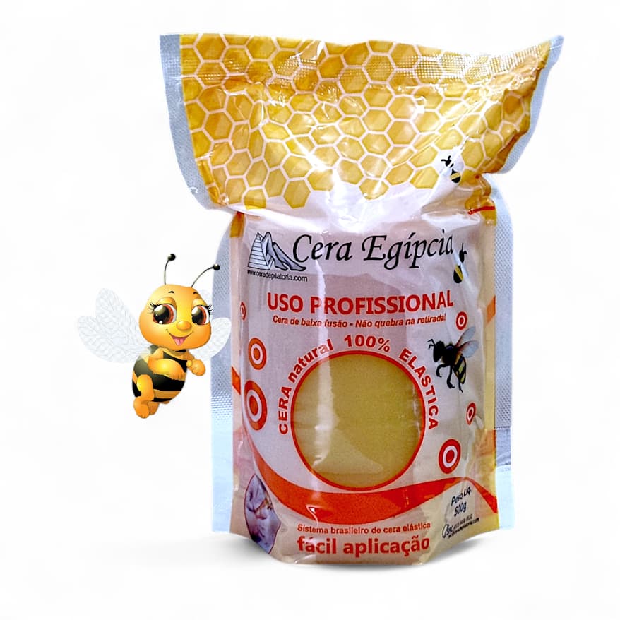 Cera Depilatória Egípcia Mel 500g – Elástica, Baixa Fusão, Método Espanhol, Natural e Sem Quebras