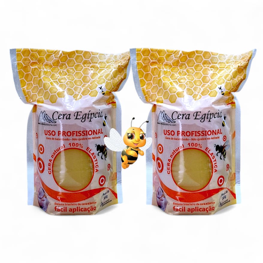 Cera Egípcia Mel Depilatória Natural Método Espanhol 500g - Kit c/ 2 Unidades Baixa Fusão Não Quebra na Retirada