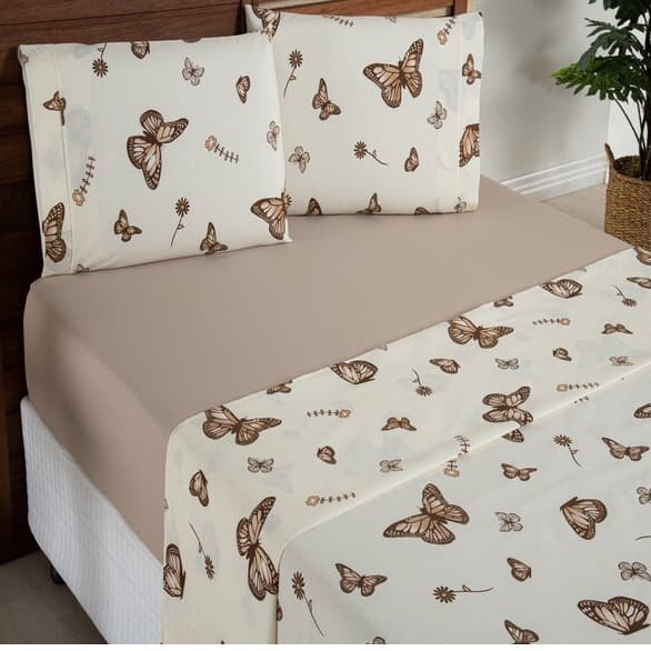 Jogo de Cama 100%Algodão Lençol Casal Padrão 3 Peças Estampado  Percal 180 Fios