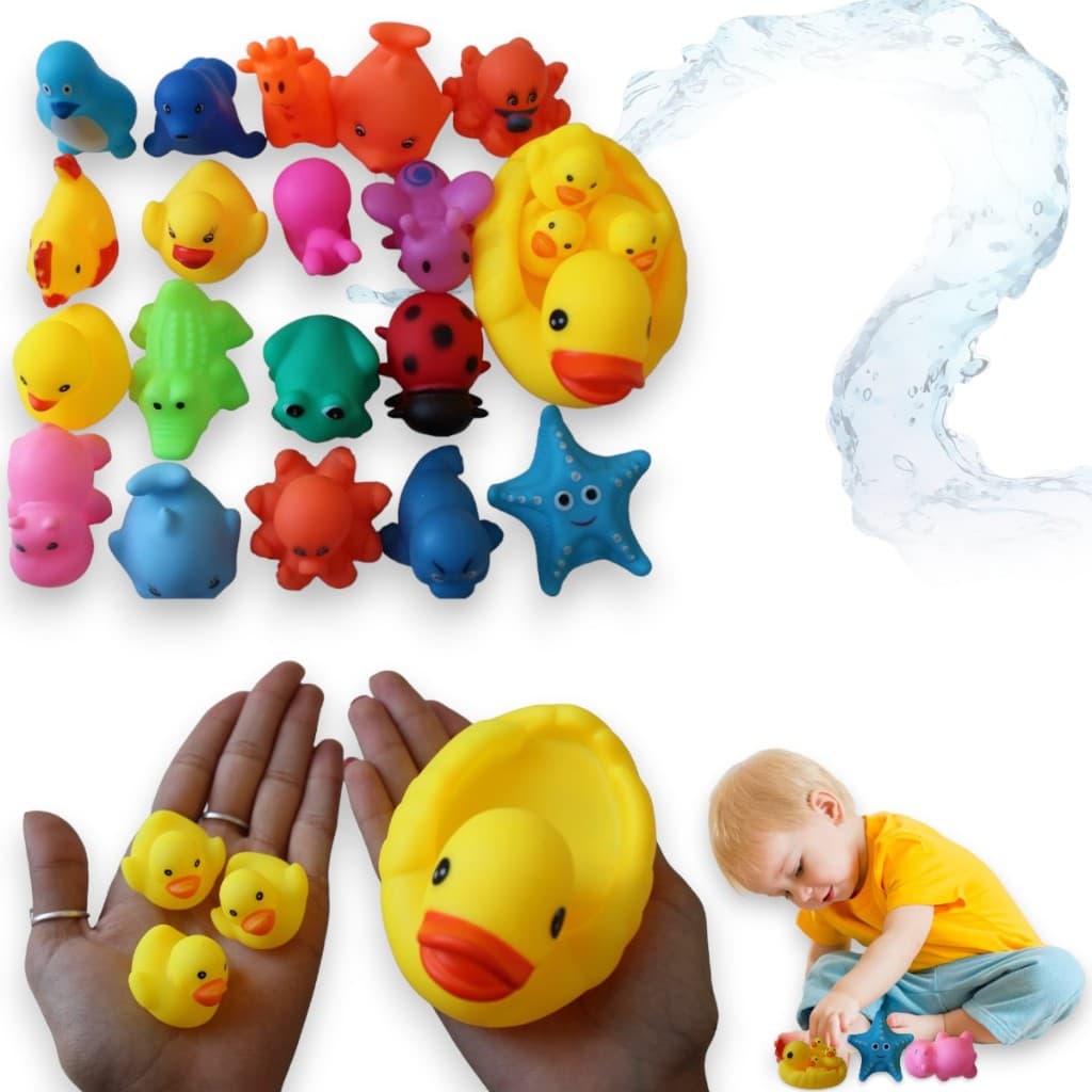 16 bichinhos de banheira animais infantil Coloridos Fazendinha Divertido com apito
