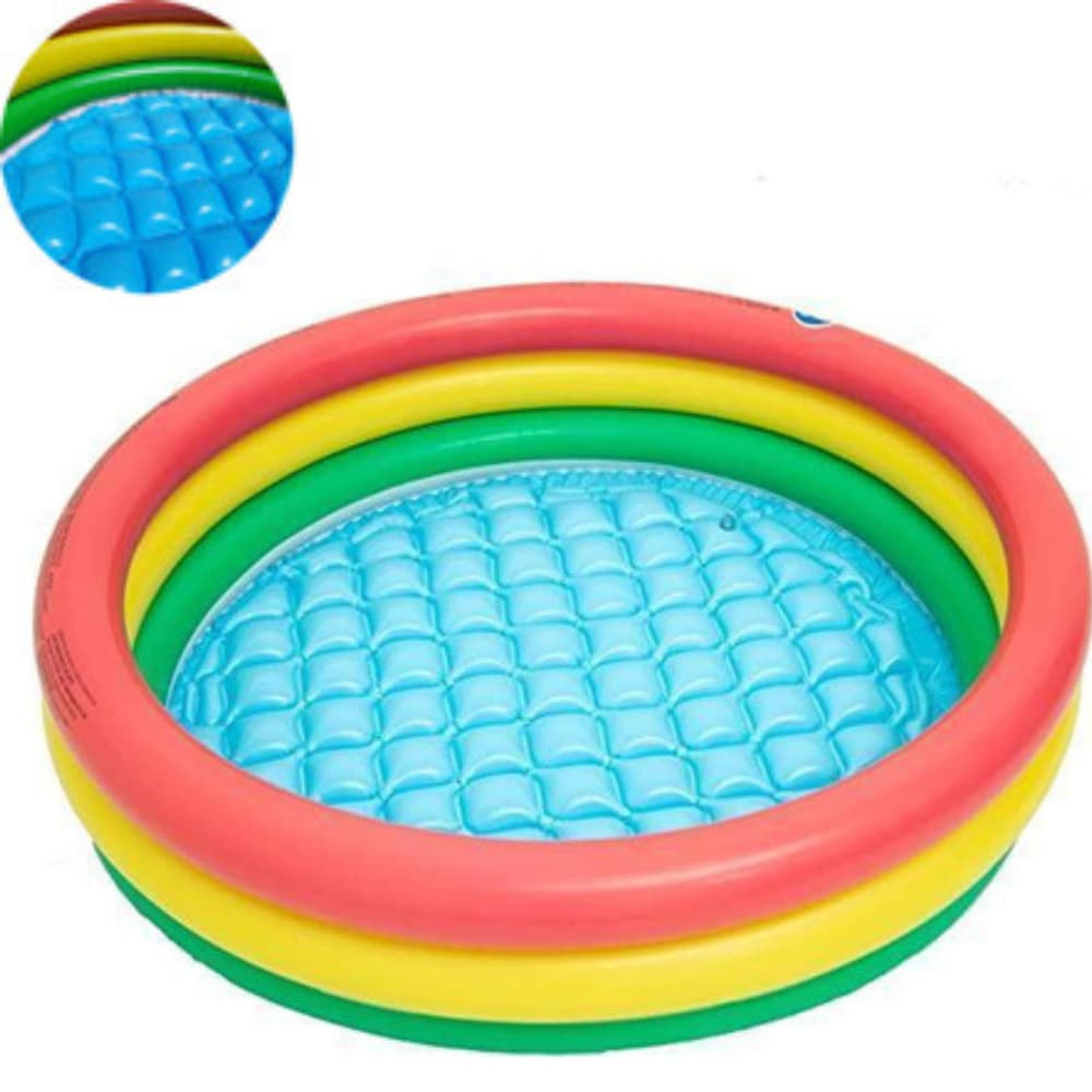 PISCINA INFLAVEL 3 ANEIS 126 LTS C/ FUNDO INFLAVEL VERÃO PRAIA