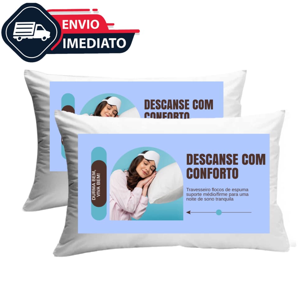 Kit 2 Travesseiros fibra mista antialérgico firme promoção