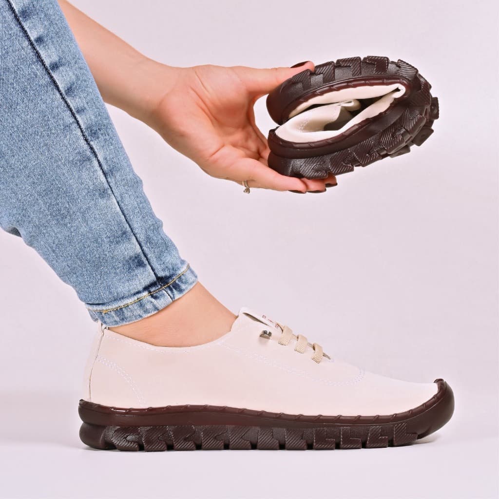 Tenis feminino nubuck adulto sola reta flexível com cadarço cano baixo para passeio e dia dia
