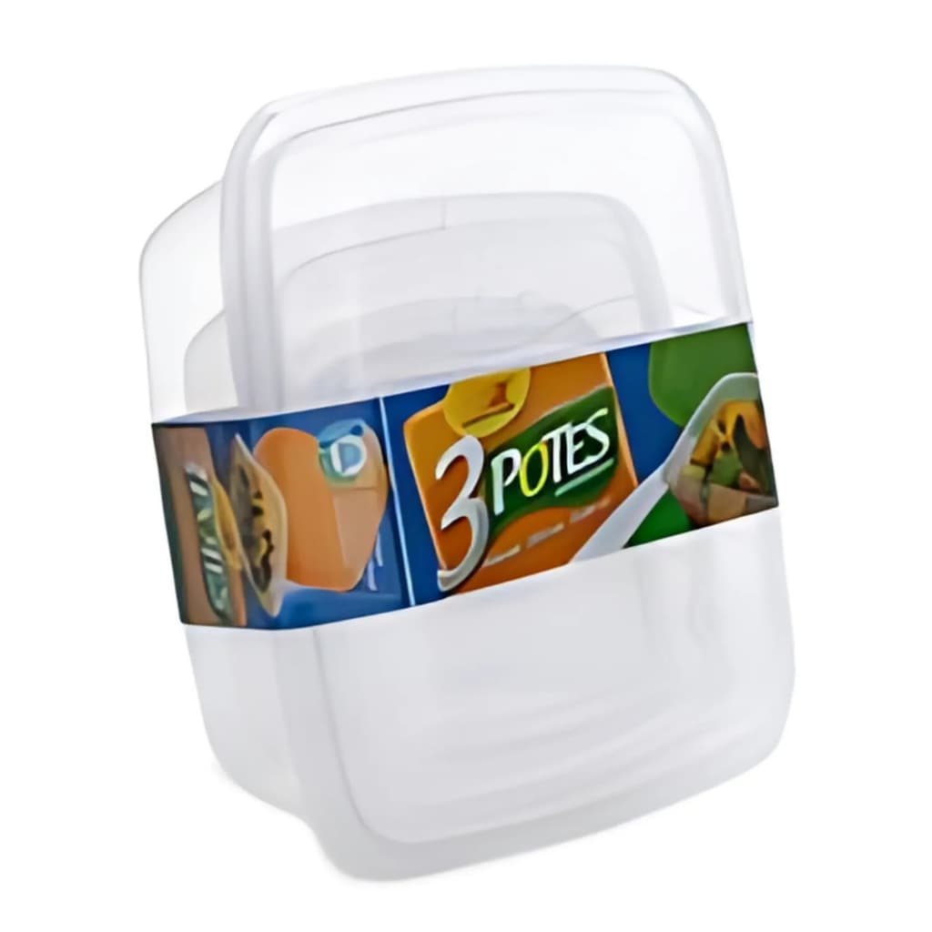 Conjunto De 3 Pote Quadrados Transparente 270ml/550ml/1300ml Natal 2024 - Envio Imediato