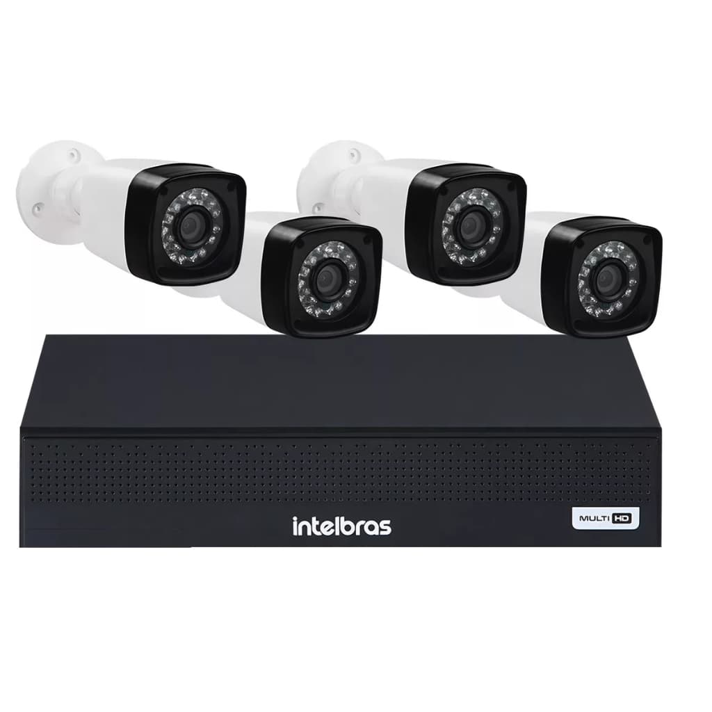 Kit 4 Cameras Segurana 1080p Full HD 2MP Dvr Intelbras 4ch S/hd