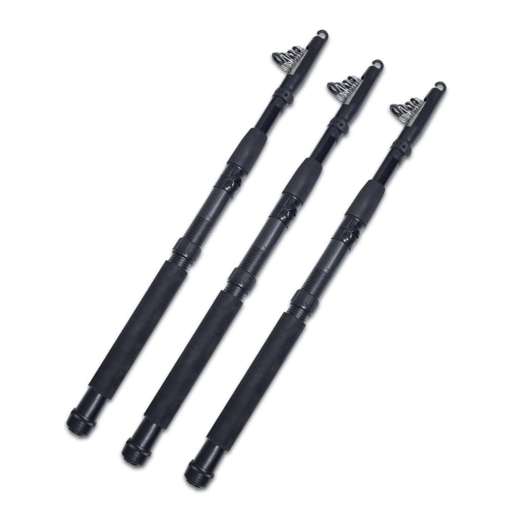 Kit 3 Vara Pesca Telescópica Molinete 100% Fibra Vidro Ultra Light Spinning Embarcada Ultra Leve