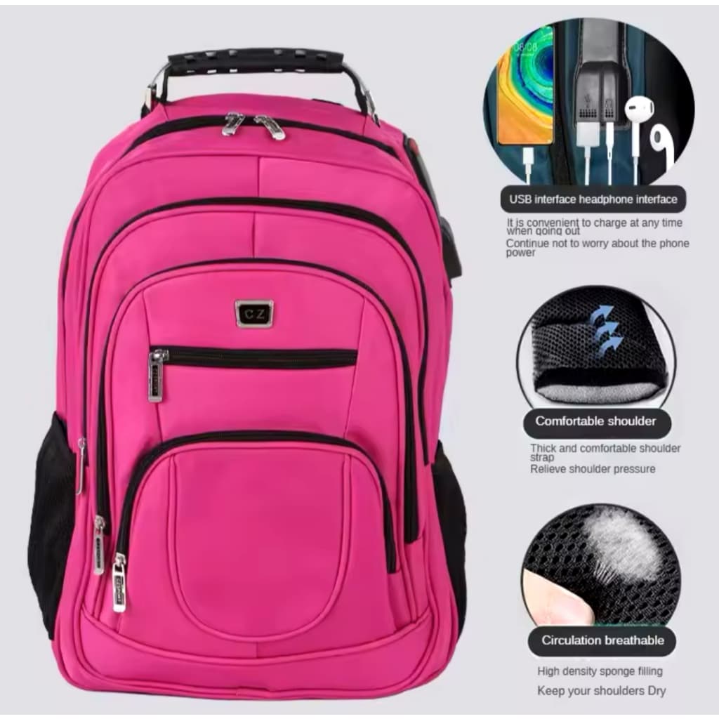 Mochila Bolsa Impermeavel LUXO Reforçada Resistente Notebook Entrada USB/Fone Cabo De Aço