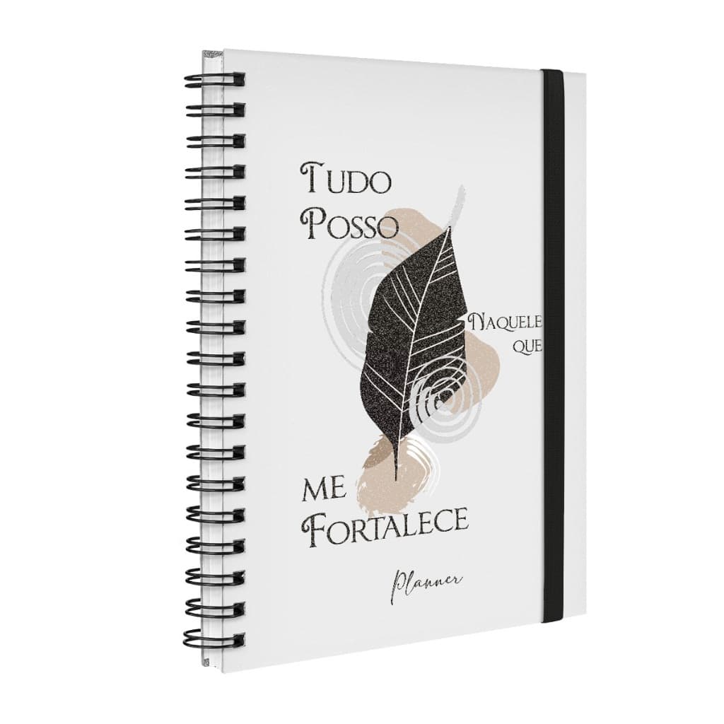 Agenda Planner Semanal Permanente Minimalista Art Leaves Branco
