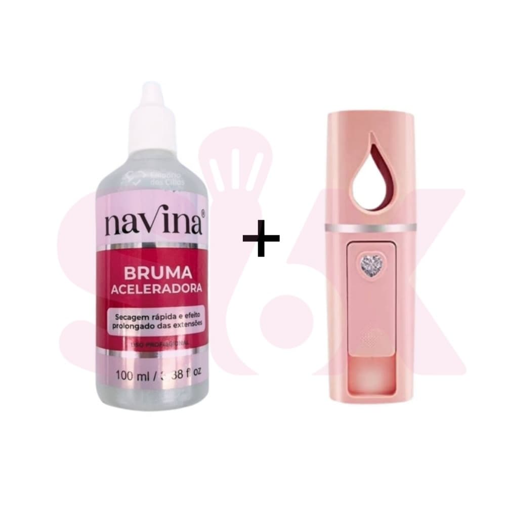 Nano Mister Vaporizador Alongamento + Bruma Navina 100ml Acelerador Para Extensão de Cílios