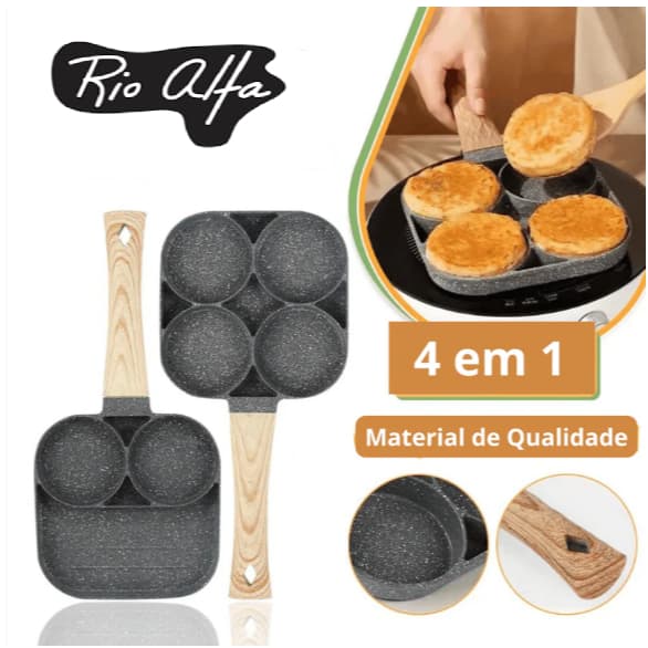 Frigideira Antiaderente 3 Ou 4 Partes Ovos Carnes Hambúrguer Antiaderente