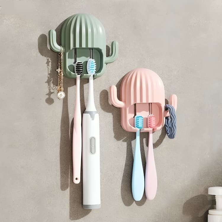 Suporte De Escova de Dente Porta Escova de Dente Adesivo Parede Cactos
