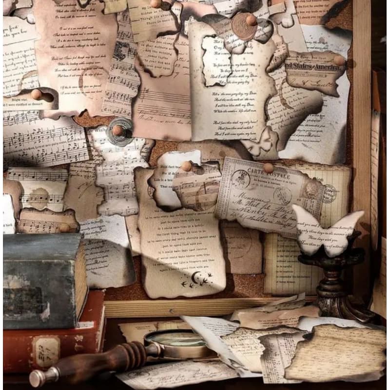 Papéis decorados com borda queimada para scrapbook colagens journaling 30 folhas