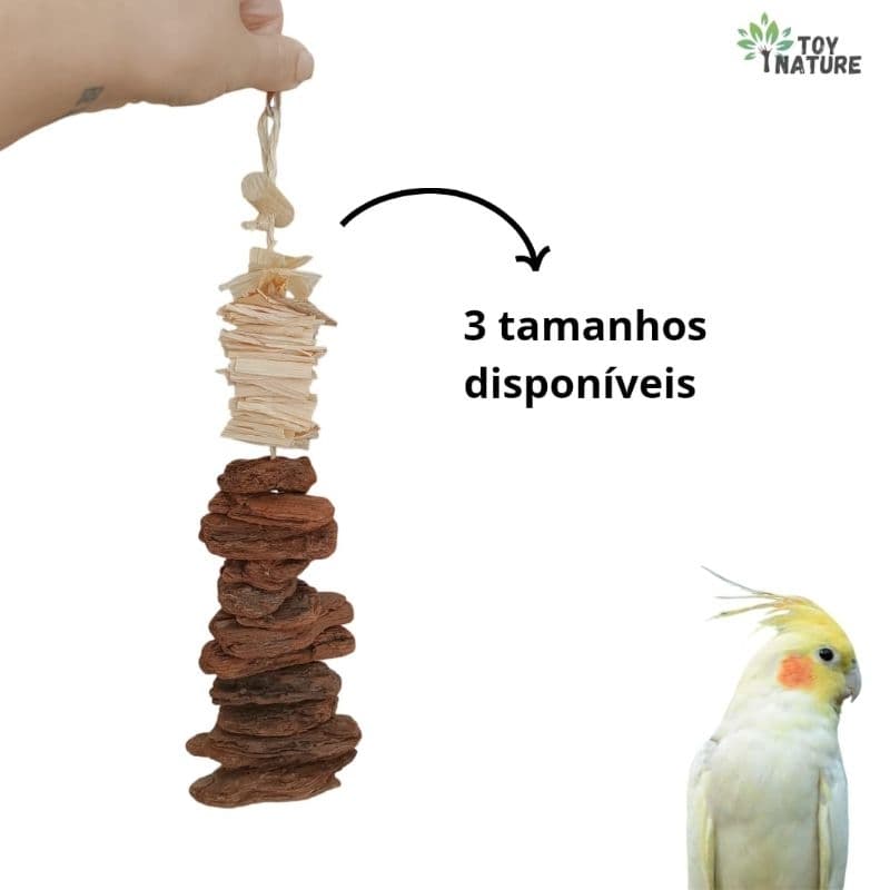 Brinquedo Calopsita 100% natural Pinus e Palha Toy Nature diversao aves