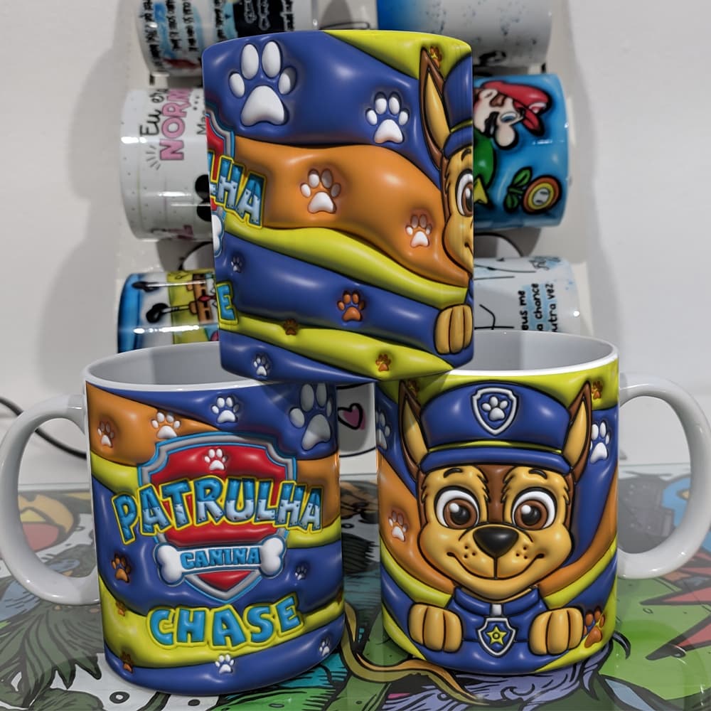 Caneca Cerâmica Patrulha Canina estilo 3D