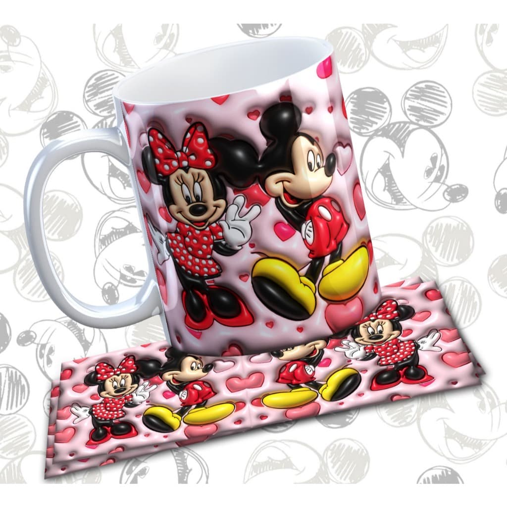 Caneca Cerâmica Minnie mickey efeito 3D