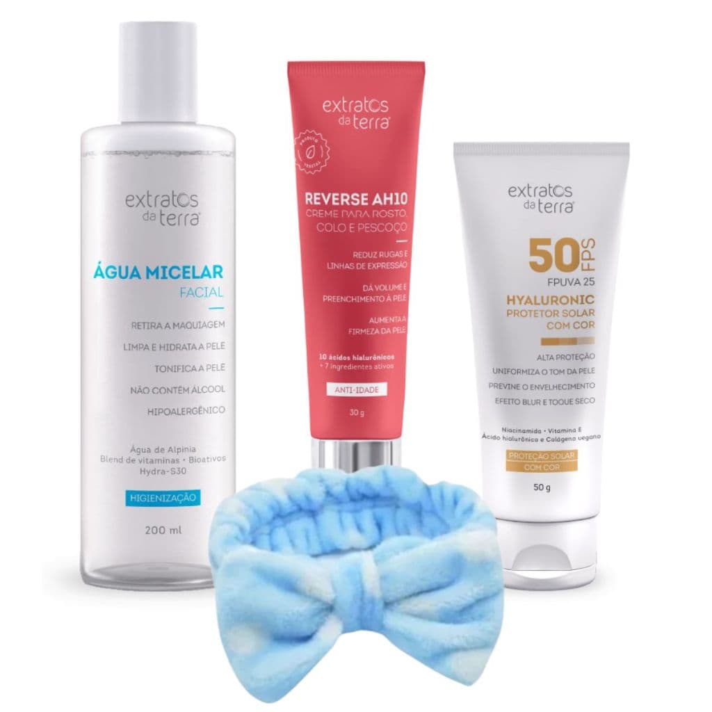 Kit Antiidade Limpeza Hidratante Protetor Extratos Da Terra