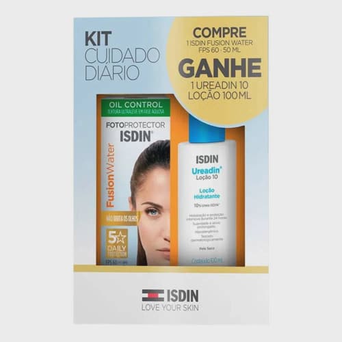 Kit Isdin Protetor Solar Facial Fusion Water FPS 60 50ml + Loção Hidratante Corporal Ureadin 10% 100ml