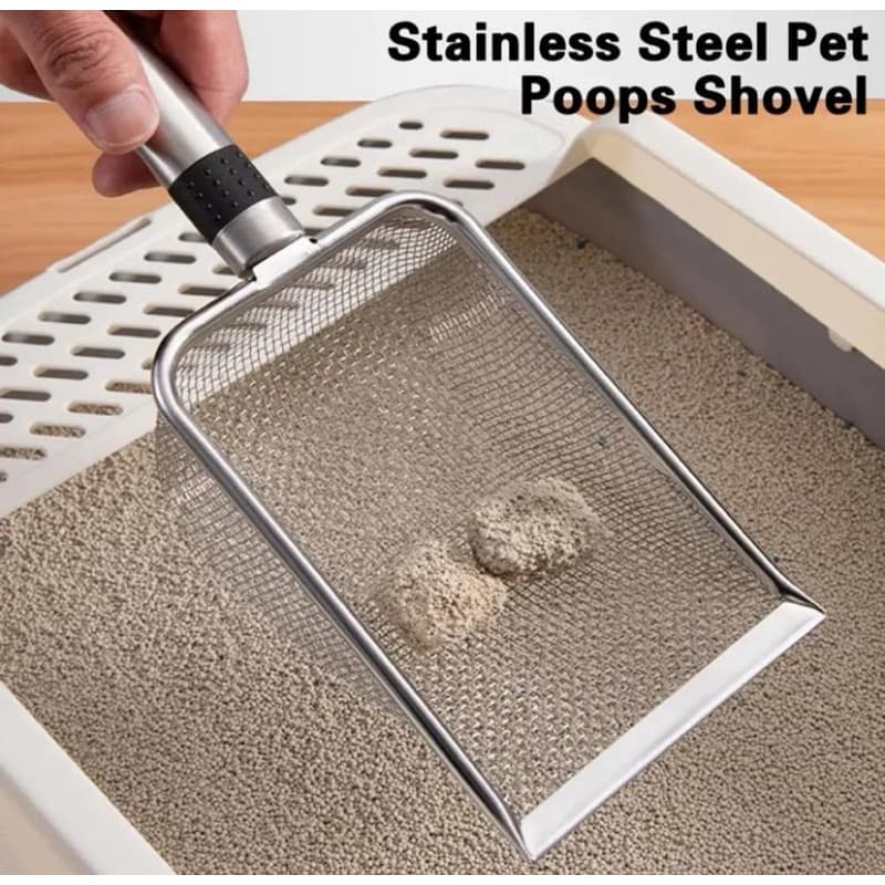 Pá Peneira de Areia Coletora Higiênica Pet Gato Cachorro  Aço Inox - Caixa de Areia.