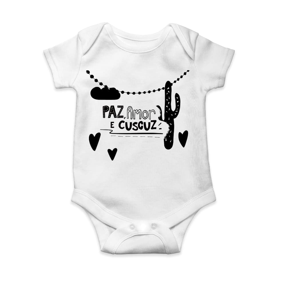 Body Bebê Infantil Personalizado Estampa Nordestina! Cactos Paz Amor E Cuscuz! Estilo E Amor! Baby