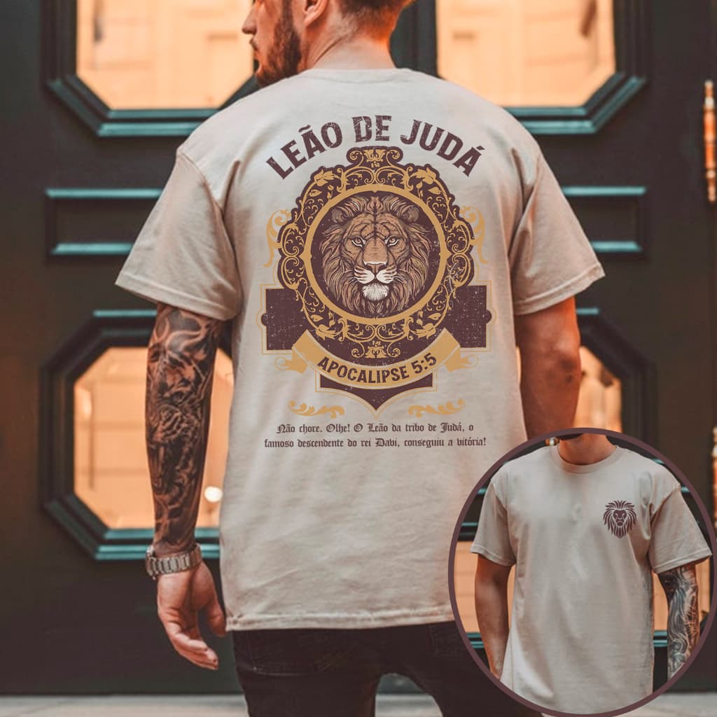 Camiseta Oversized e Básico Masculino e Feminino Algodão Cristã Evangelica Leão de Judá