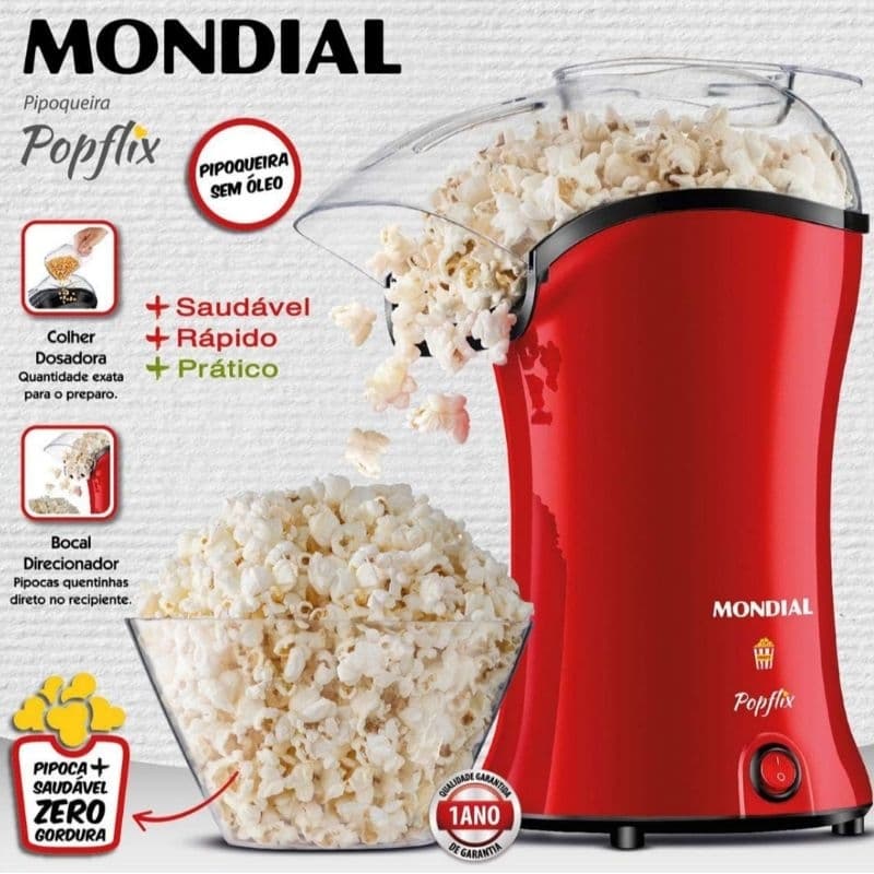 pipoqueira elétrica mondial popflix vermelha