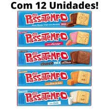 Kit com 10 Biscoitos Passatempo Recheado Chocolate 130g