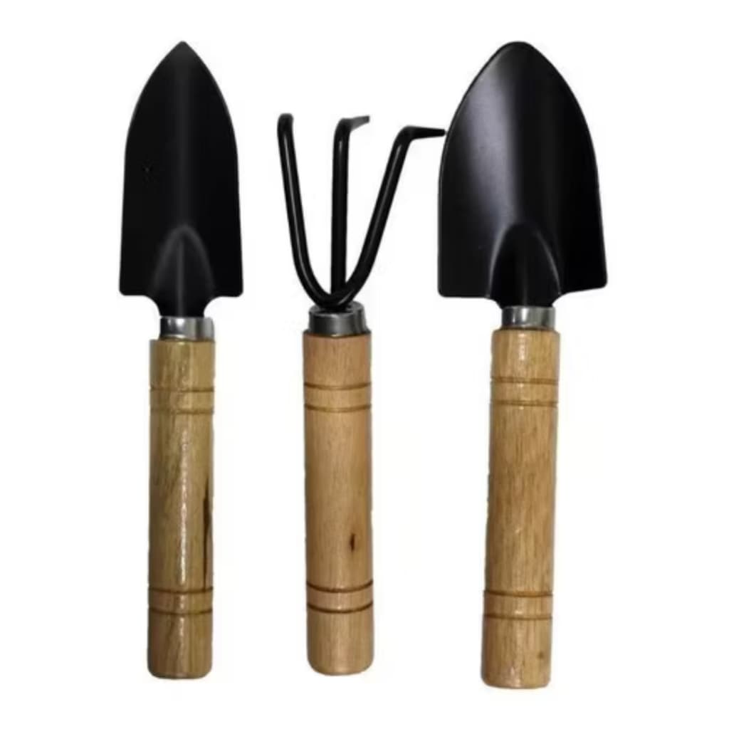 kit para jardim jardinagem horta 3 peças Conjunto 3 Peças pá rastelo garfo
