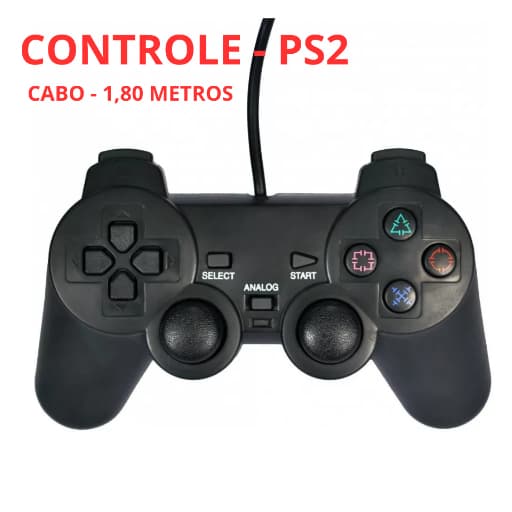 Controle Ps2 Analógico  com cabo de 1,80 metros