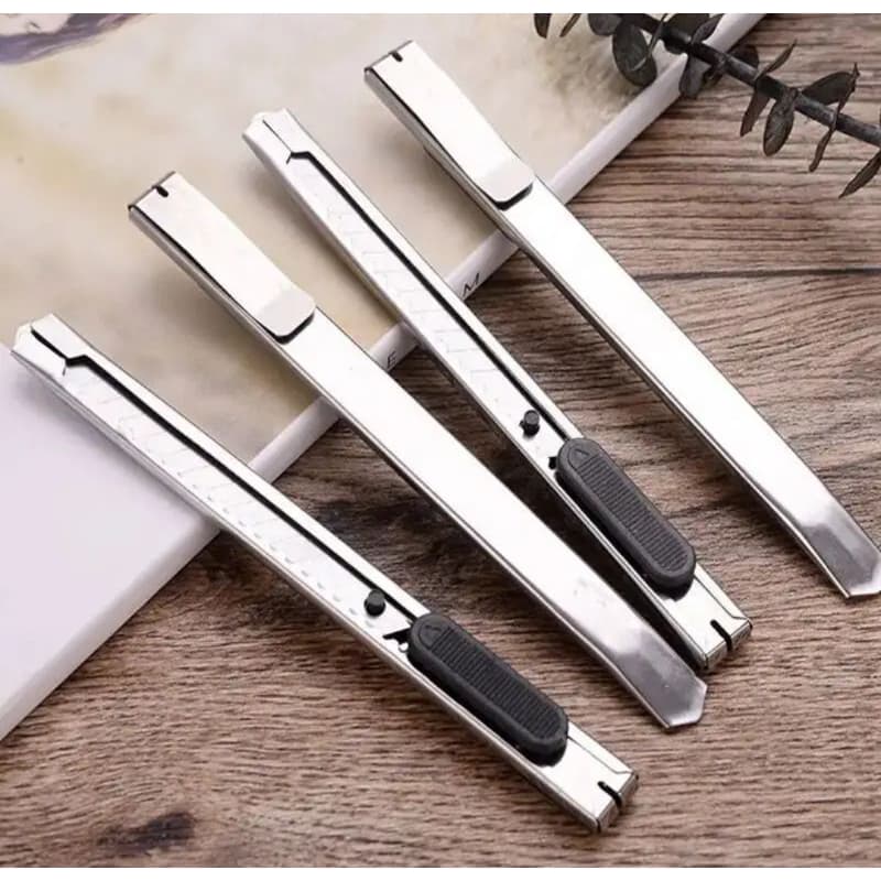 ESTILETE 5 PEÇAS retrátil de aço inoxidável, 5 peças, 9mm, lâminas de pressão, hobby, cortador de caixa