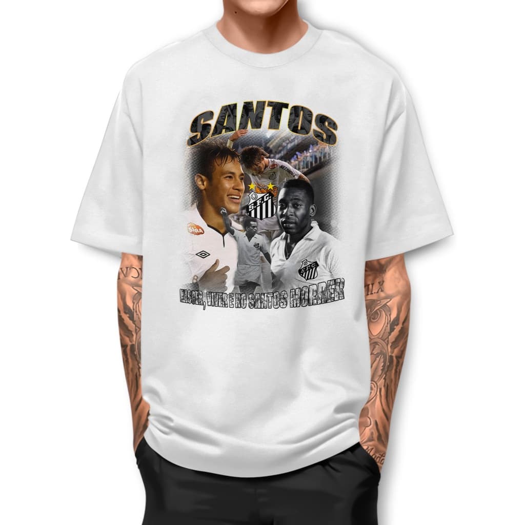 Camiseta SANTOS LEGEND Camisa Estampada Confortável 100% Algodão