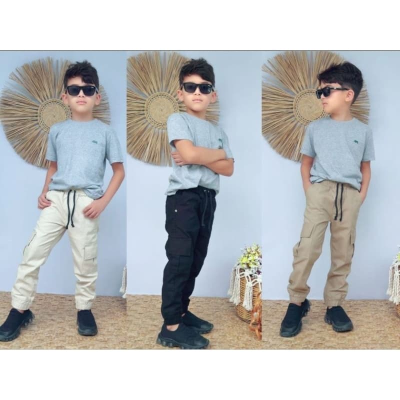 calça jogger infantil masculina calça com bolso cargo