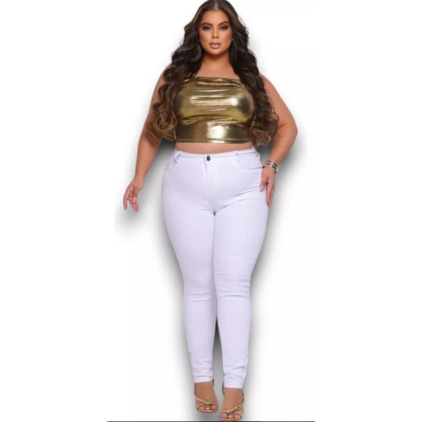 Calça Feminina Skiny Branca do 36 ao Plus Size 54