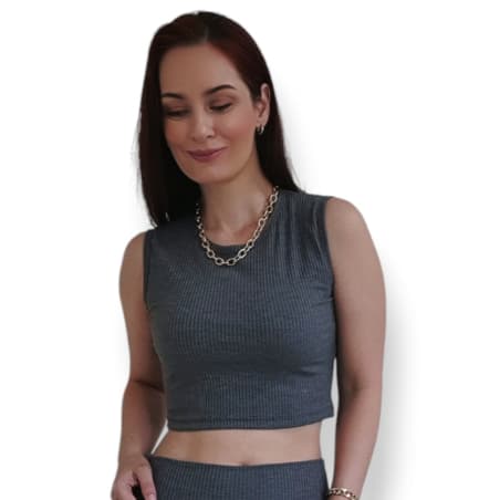 Cropped Regata Top Blusinha Feminina Alça Larga Canelado Ribana