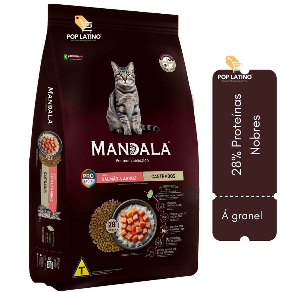 Ração Mandala Gatos Castrados Natural Salmão e Arroz 1kg á Granel - Pet, Gato, Pet shop