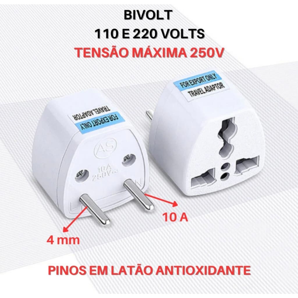 ADAPTADOR DE TOMADA COM 2 PINOS CHATO
