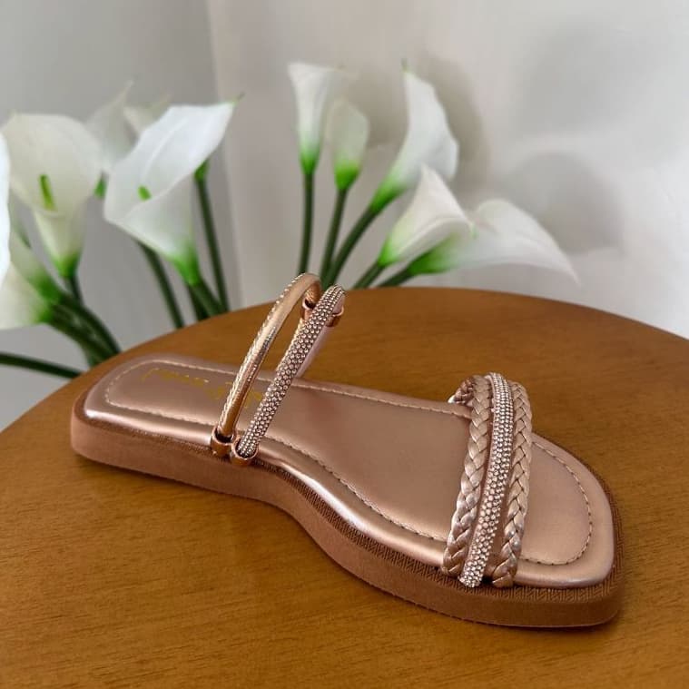 Sandalia Papete Feminina Chinelo Confortável Dois em Um Brilho Envio Imediato Promoção REF 225