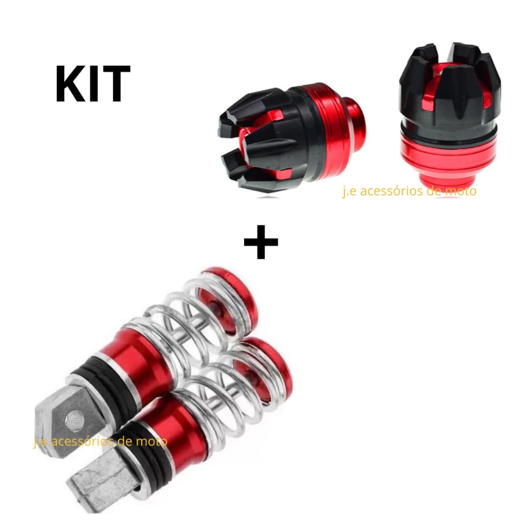 Pedaleira De Mola Universal Para Motos Esportivo Alumínio + Motocicleta Anti-Colisão Copa Forquilha Frontal Scooter Prot