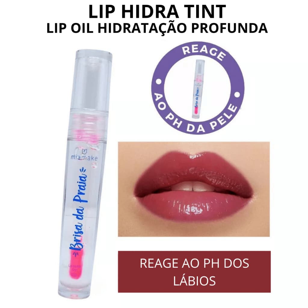 Lip Hidra Tint Oil Reage Com o PH dos Lábios - Mia Make Brisa da Praia 3,2g