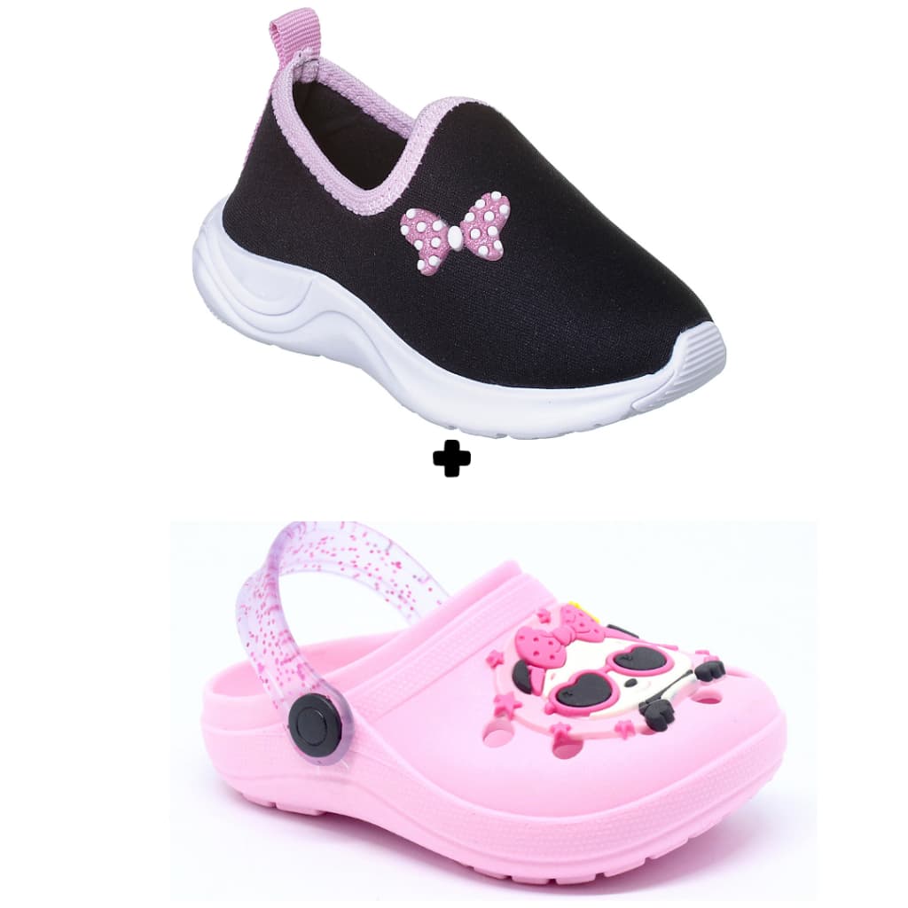 kit 2 tênis infantil menina calçado moda escolar leve e versátil sapatinho voltas aulas