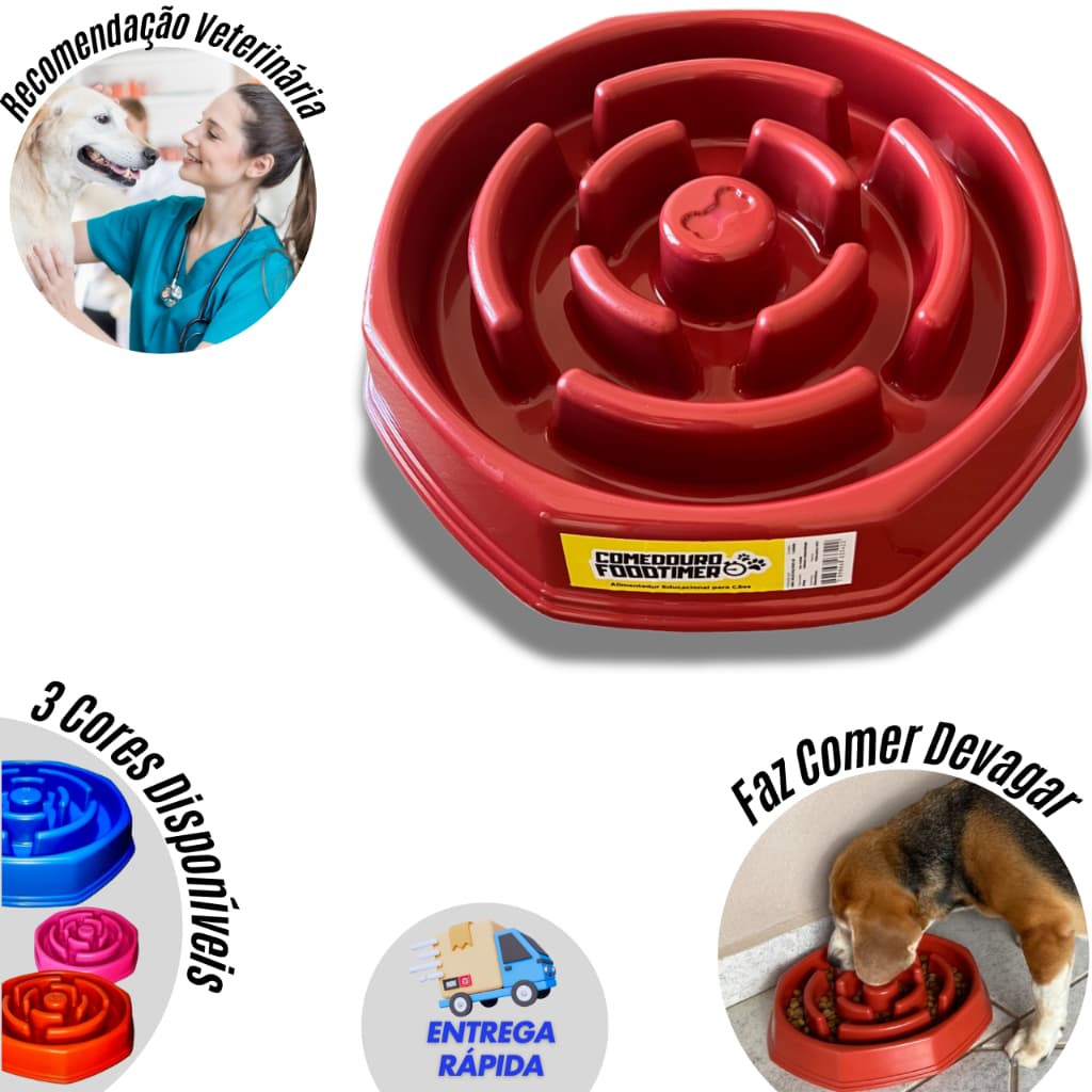 Comedouro Lento Educador Interativo de Plástico para Cães Envio Imediato Original Emagrace Regime