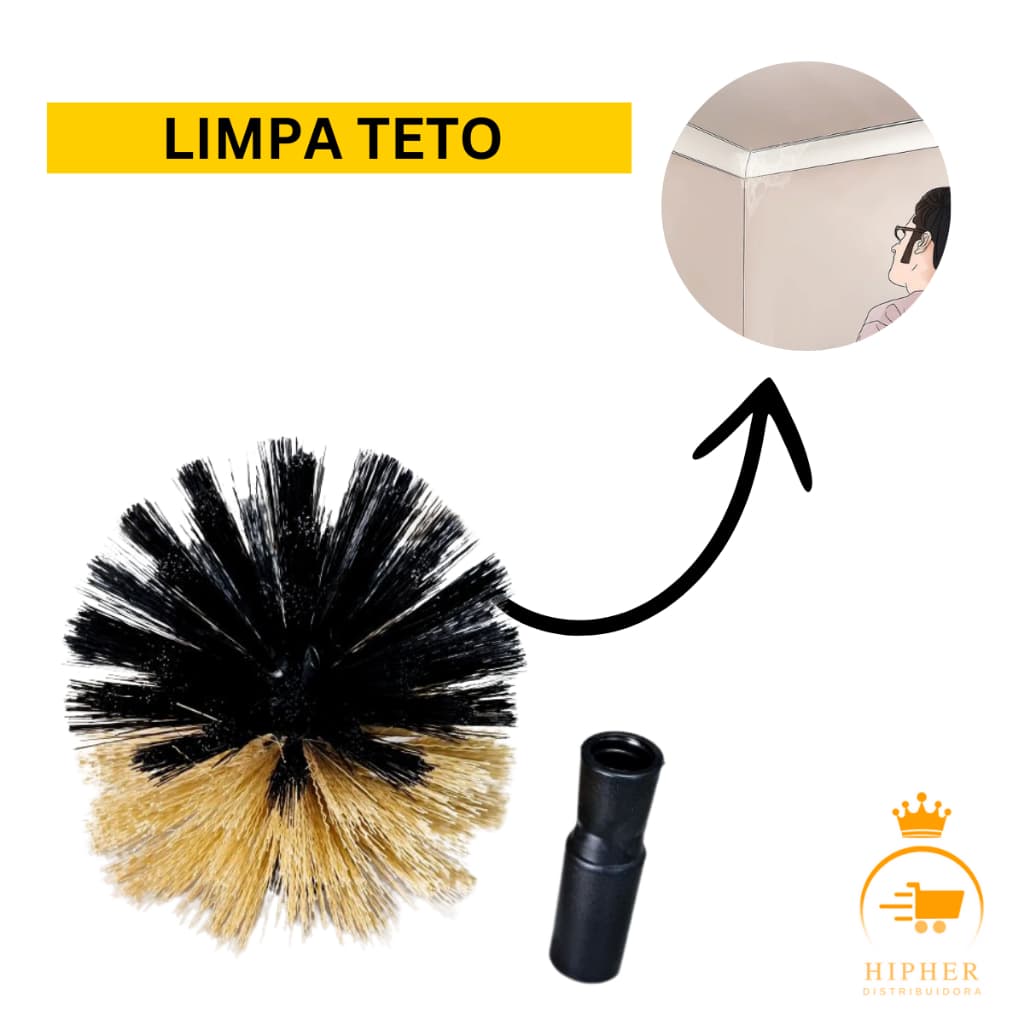 Vassoura Limpa Teto com Prolongador 240cm | Ideal para Teias de Aranha e Pó em Tetos e Cantos