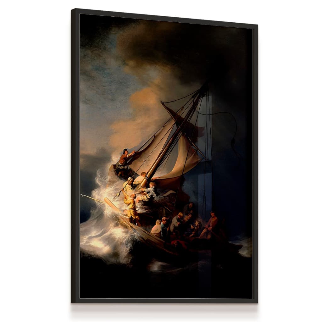 Quadro Decorativo Mar da Galiléia Barco Religião Pintura