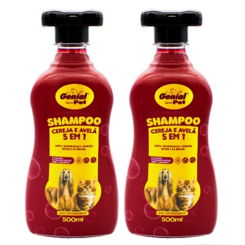 Kit 2 Shampoo Banho e Tosa Genial, ou Condicionador Cereja e Avelã 500ml Cachorro Gato