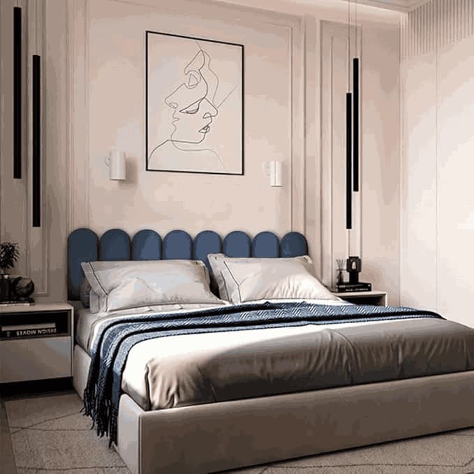 Kit Cabeceira Estofada Adesiva em Modulos Nuvem 20x45 para Cama de Solteiro Casal Queen King Box
